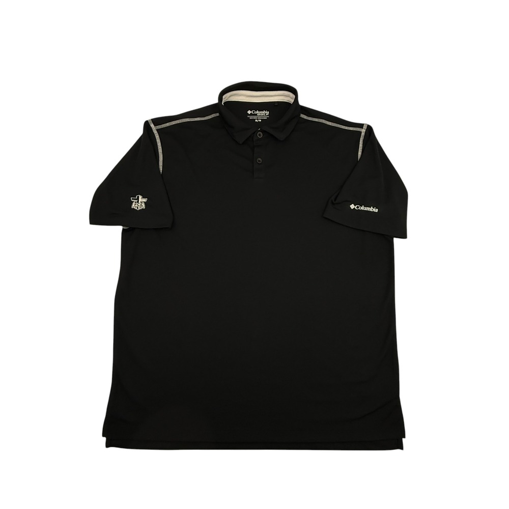 Columbia Golf Polo Mens Extra Large Black Short Sleeve FCA Logo‎ Contrast Stitch